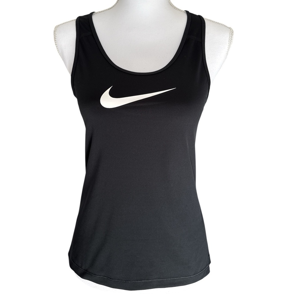 Nike Pro Black Racerback Tank Top with White Swoosh size Medium